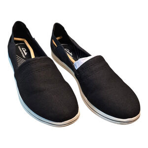Clarks Cloudsteppers Shoes Womens 11 Black Breeze Step Slip On Canvas Comfort